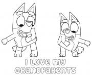 Printable Bluey and Bingo I Love My Grandparents coloring pages